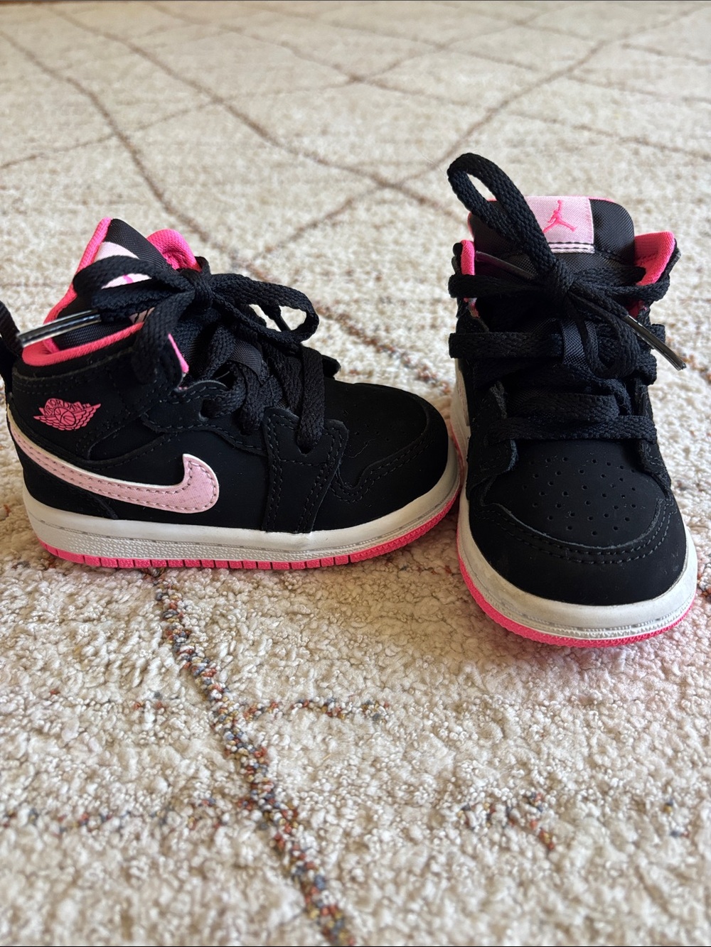 Nike Kids Black and Pink High-Top Sneakers